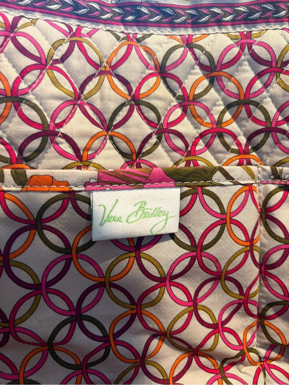 Vera Bradley Tea Garden Retired Floral Quilted Tote Bag Pink Orange Vintage - Picture 3 of 4